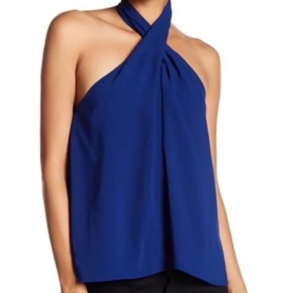Amanda Uprichard Revolve Beckett Halter Low Back Tank Top Navy Blue Small